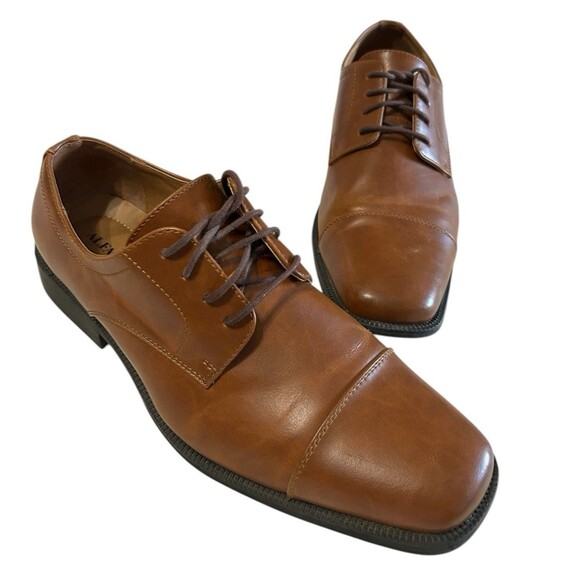 Alfani Adam Men's 12 M  Brown Lace Up Formal Oxford Dress shoes Cap Toe - Picture 2 of 11